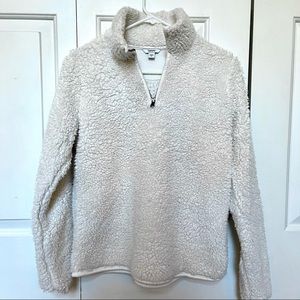 White Sherpa Quarter Zip-Up